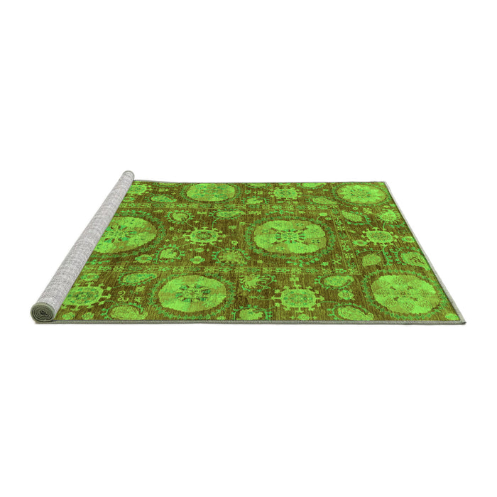 Sideview of Machine Washable Abstract Green Modern Area Rugs, wshabs3901grn