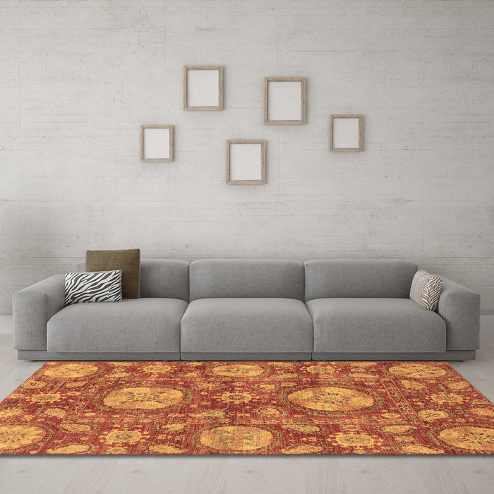 Machine Washable Abstract Brown Modern Rug in a Living Room,, wshabs3901brn
