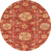 Round Machine Washable Abstract Neon Red Rug, wshabs3901