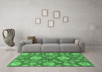 Machine Washable Abstract Emerald Green Modern Rug, wshabs3901emgrn