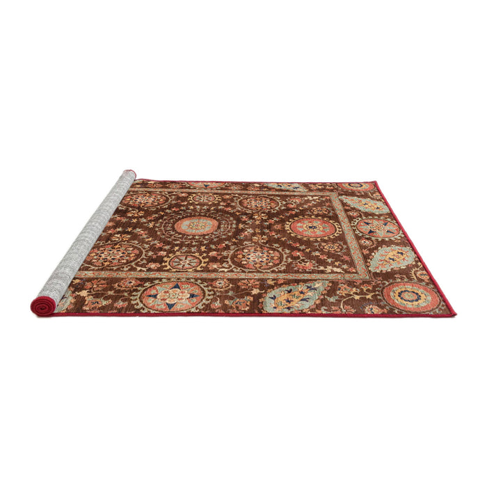 Sideview of Machine Washable Abstract Tomato Red Rug, wshabs3902