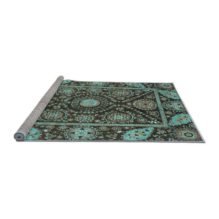 Sideview of Machine Washable Oriental Light Blue Traditional Rug, wshabs3902lblu