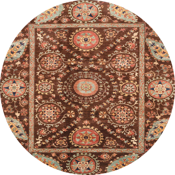 Round Abstract Red Oriental Rug, abs3902