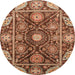 Round Abstract Red Oriental Rug, abs3902