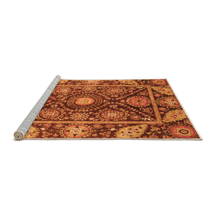 Sideview of Machine Washable Oriental Orange Traditional Area Rugs, wshabs3902org