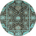 Round Oriental Light Blue Traditional Rug, abs3902lblu