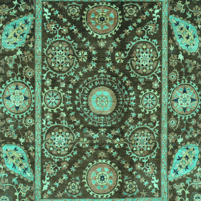 Machine Washable Oriental Turquoise Traditional Area Rugs, wshabs3902turq