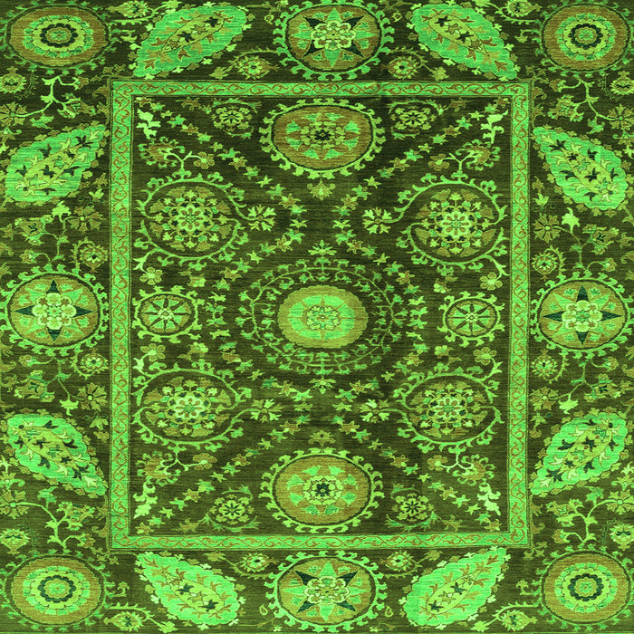 Square Oriental Green Traditional Rug, abs3902grn