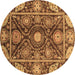 Round Oriental Brown Traditional Rug, abs3902brn