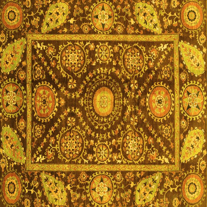 Square Machine Washable Oriental Yellow Traditional Rug, wshabs3902yw