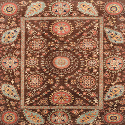 Square Machine Washable Abstract Tomato Red Rug, wshabs3902