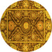 Round Oriental Yellow Traditional Rug, abs3902yw