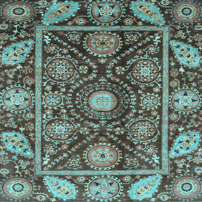 Square Oriental Light Blue Traditional Rug, abs3902lblu