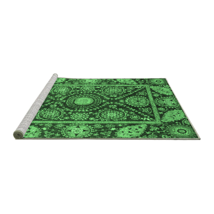 Sideview of Machine Washable Oriental Emerald Green Traditional Area Rugs, wshabs3902emgrn