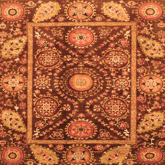 Square Oriental Orange Traditional Rug, abs3902org