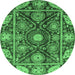 Round Oriental Emerald Green Traditional Rug, abs3902emgrn