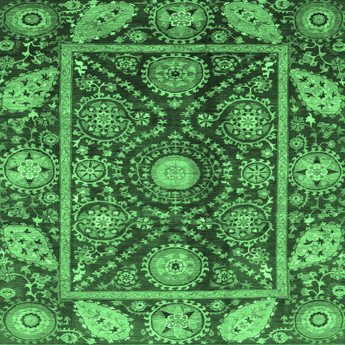 Square Oriental Emerald Green Traditional Rug, abs3902emgrn