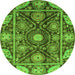 Round Oriental Green Traditional Rug, abs3902grn