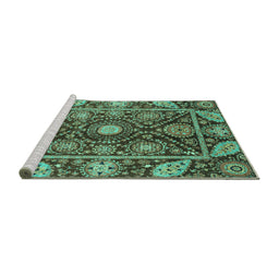 Sideview of Machine Washable Oriental Turquoise Traditional Area Rugs, wshabs3902turq