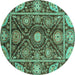 Round Oriental Turquoise Traditional Rug, abs3902turq