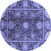 Round Oriental Blue Traditional Rug, abs3902blu