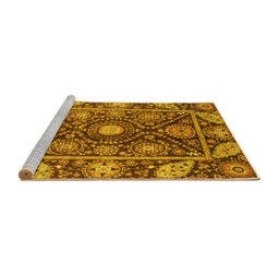 Sideview of Machine Washable Oriental Yellow Traditional Rug, wshabs3902yw
