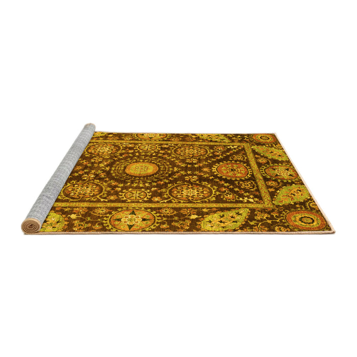 Sideview of Machine Washable Oriental Yellow Traditional Rug, wshabs3902yw