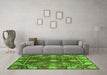 Machine Washable Oriental Green Traditional Area Rugs in a Living Room,, wshabs3902grn