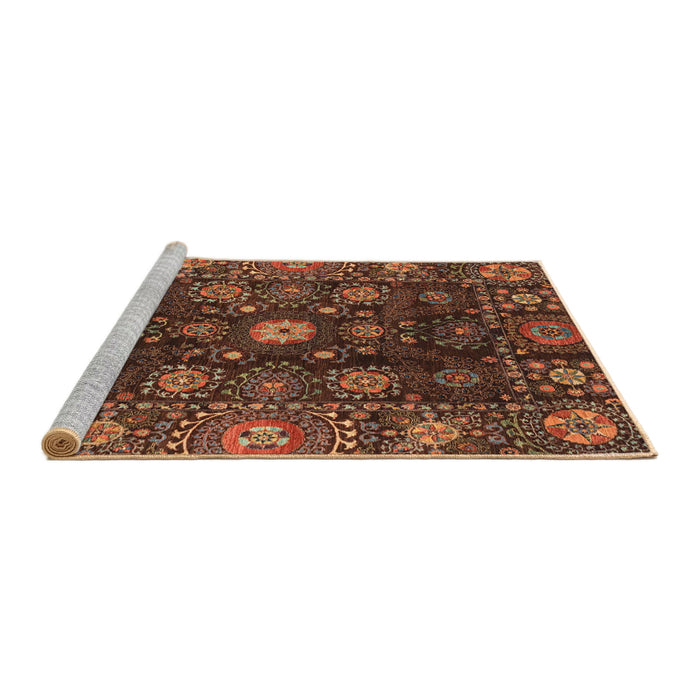 Sideview of Machine Washable Abstract Vermilion Red Rug, wshabs3903