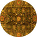 Round Abstract Yellow Modern Rug, abs3903yw