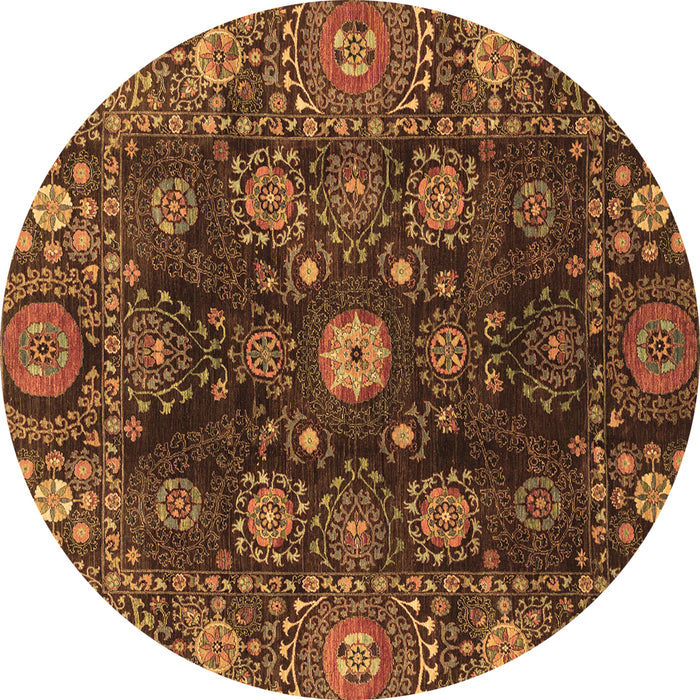 Round Machine Washable Abstract Brown Modern Rug, wshabs3903brn