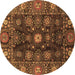 Round Machine Washable Abstract Brown Modern Rug, wshabs3903brn