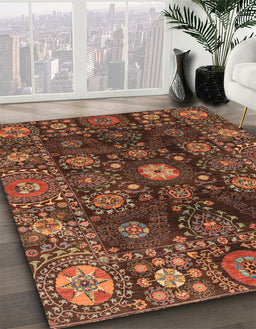 Abstract Red Modern Rug in Family Room, abs3903