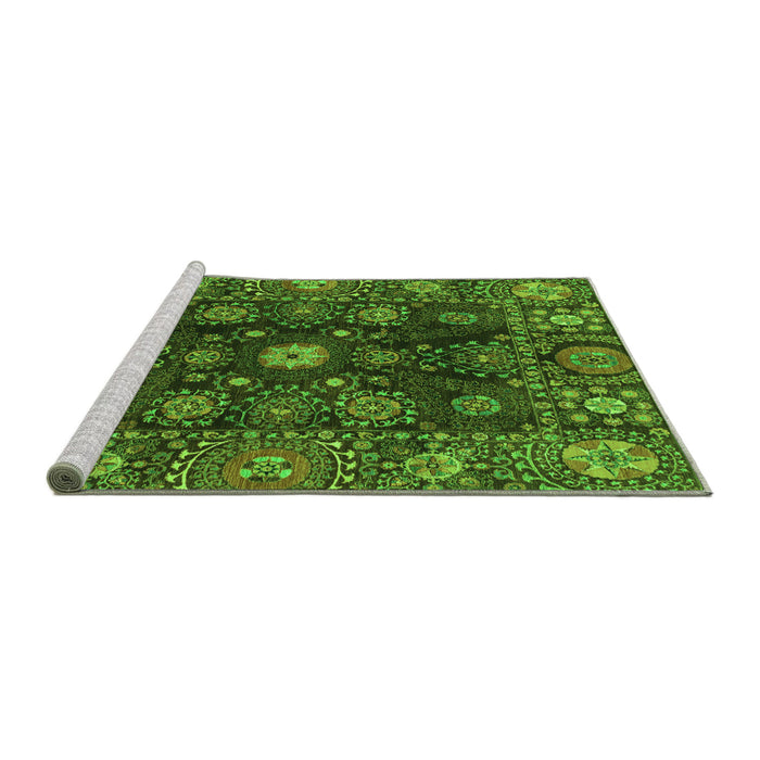 Sideview of Machine Washable Abstract Green Modern Area Rugs, wshabs3903grn