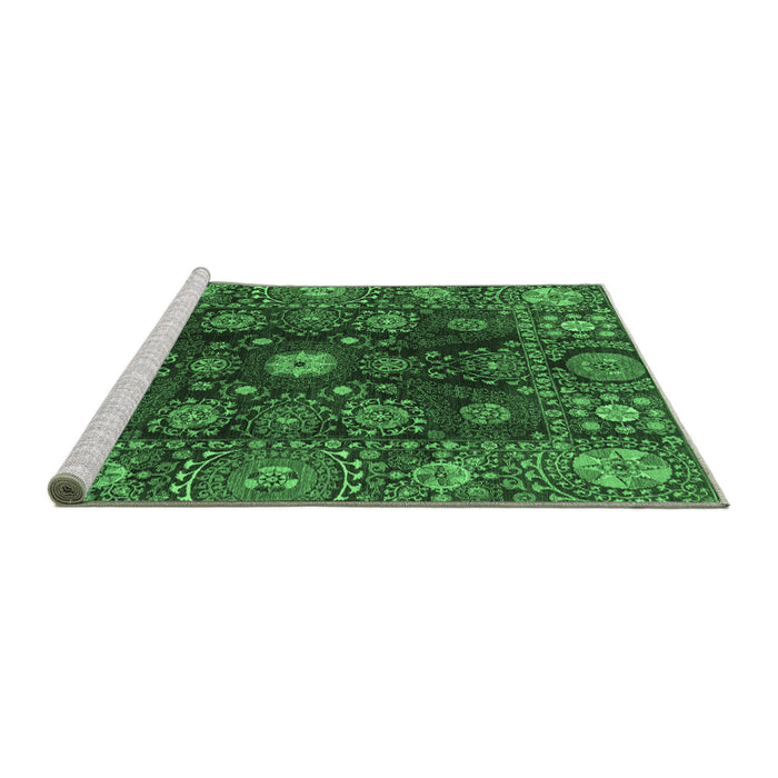 Sideview of Machine Washable Abstract Emerald Green Modern Area Rugs, wshabs3903emgrn