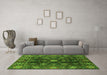 Machine Washable Abstract Green Modern Area Rugs in a Living Room,, wshabs3903grn