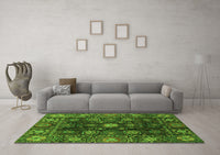 Machine Washable Abstract Green Modern Rug, wshabs3903grn