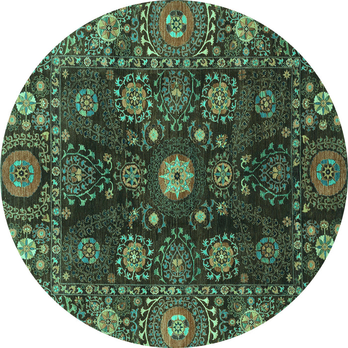 Round Abstract Turquoise Modern Rug, abs3903turq