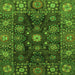 Square Machine Washable Abstract Green Modern Area Rugs, wshabs3903grn