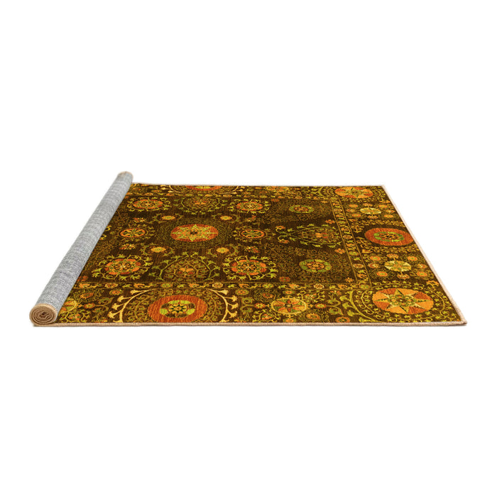 Sideview of Machine Washable Abstract Yellow Modern Rug, wshabs3903yw
