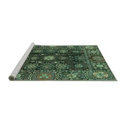 Sideview of Machine Washable Abstract Turquoise Modern Area Rugs, wshabs3903turq