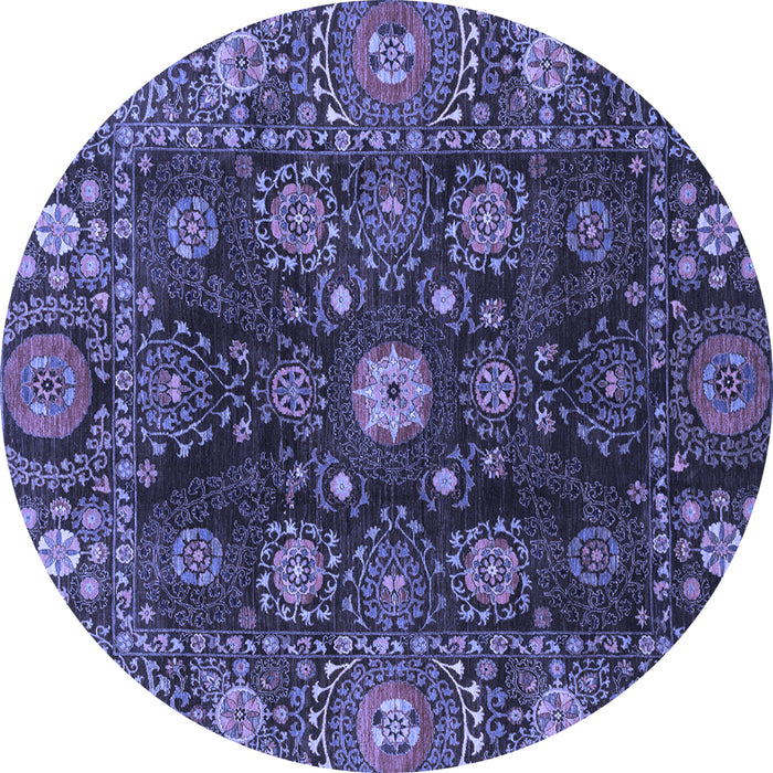 Round Machine Washable Abstract Blue Modern Rug, wshabs3903blu