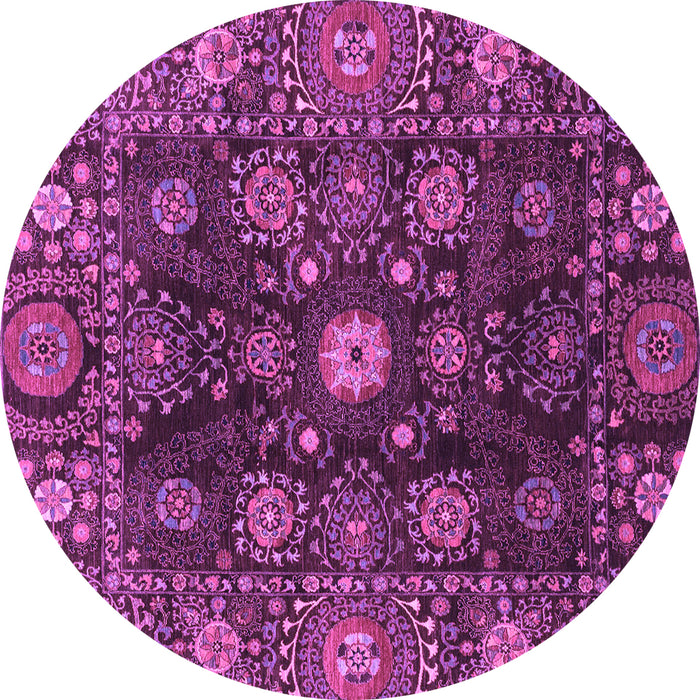 Round Abstract Purple Modern Rug, abs3903pur