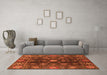 Machine Washable Abstract Orange Modern Area Rugs in a Living Room, wshabs3903org