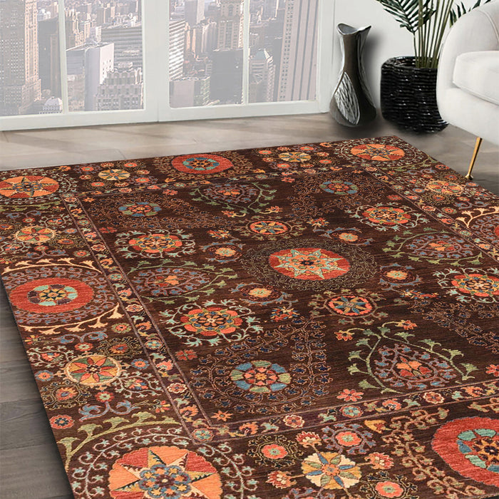 Abstract Red Modern Rug in Family Room, abs3903