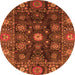 Round Abstract Orange Modern Rug, abs3903org