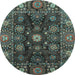 Round Machine Washable Abstract Light Blue Modern Rug, wshabs3903lblu