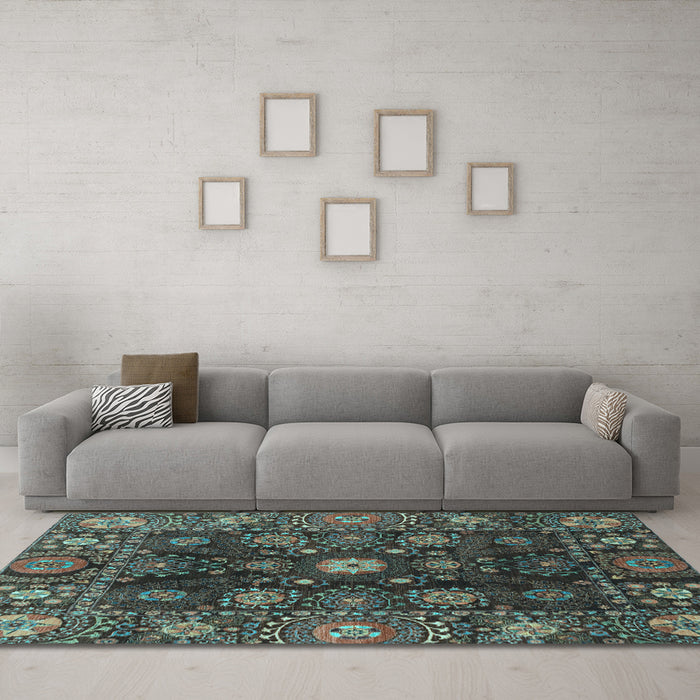 Machine Washable Abstract Light Blue Modern Rug in a Living Room, wshabs3903lblu