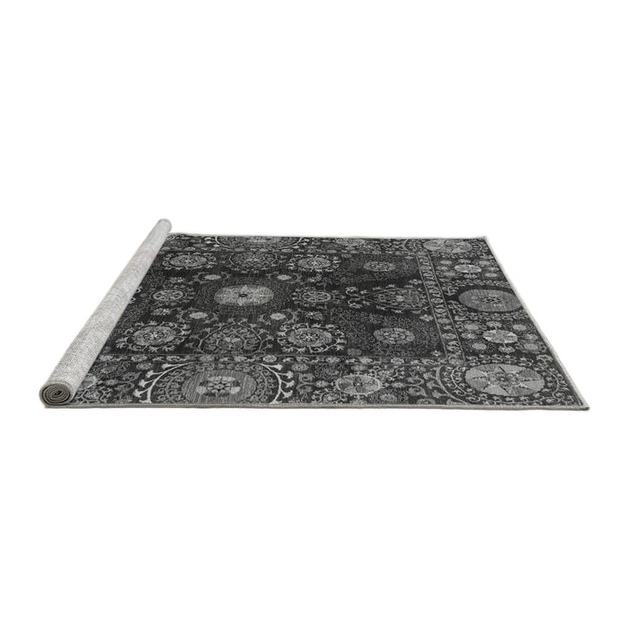 Sideview of Machine Washable Abstract Gray Modern Rug, wshabs3903gry