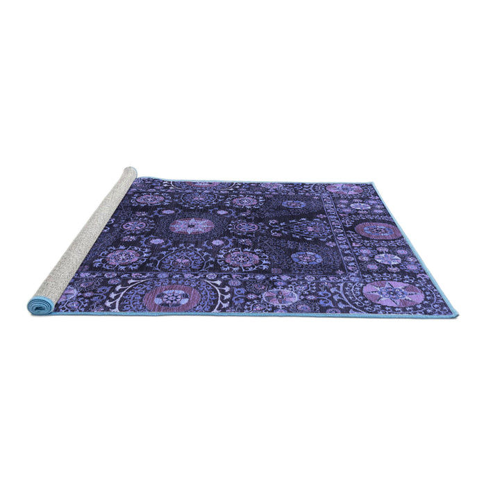 Sideview of Machine Washable Abstract Blue Modern Rug, wshabs3903blu